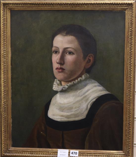 19th century Spanish School Portrait of a 17th century lady 52 x 43cm